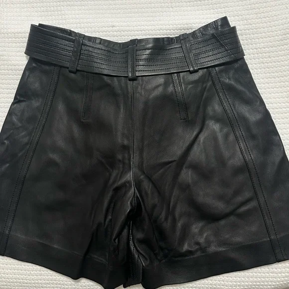 Vince Black High Waist Leather Shorts